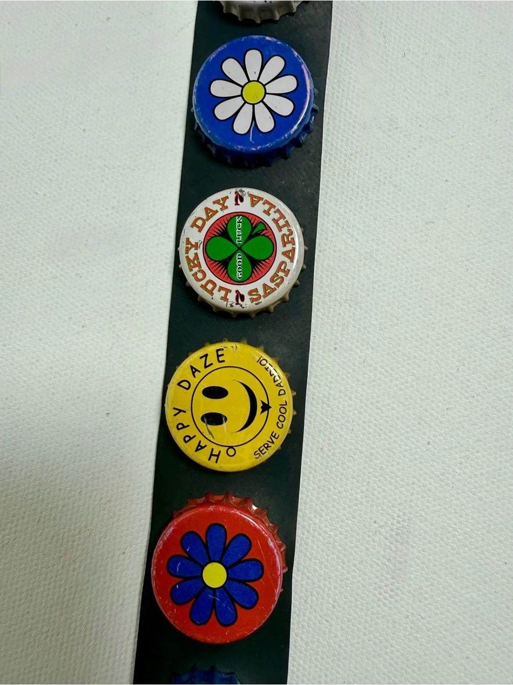 Vintage Little Earth Bottle Cap Rubber Seatbelt Fashion Adjustable Belt Unisex